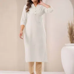 Janasya White Solid Kurtas image 1