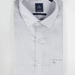 Arrow Grey Cotton Regular Fit Checks Shirt image 5
