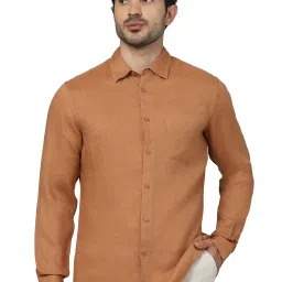 celio celio* Brown Regular Fit Linen Shirt image 1