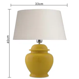 Homesake Yellow Ceramic Guard Shaped Table Lamps with Khadi Shade - Set of 2 image 5