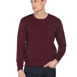 Arrow Sport Burgundy Cotton Regular Fit SweatShirt image 1