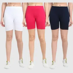 Gracit White & Pink Cotton Sports Shorts - Pack Of 3-image-15