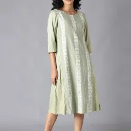 W Green Floral Print A-Line Dress-picture-18