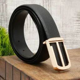 Louis Stitch Black Textured Leather Formal Belt for Men image 1