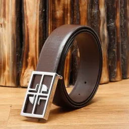 Louis Stitch Brown Textured Leather Formal Belt for Men image 1