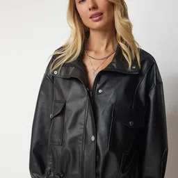 Happiness istanbul Women Biker Jacket-image-49