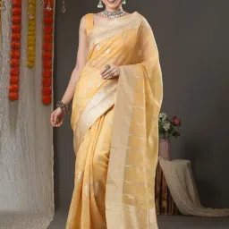 Saree Mall Yellow Woven Saree With Unstitched Blouse-picture-24