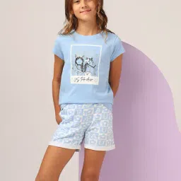 U.S. Polo Assn. Girls Light Blue Graphic Printed Regular Fit T-Shirt-image-73