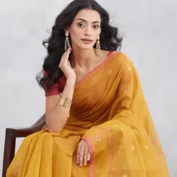 Fabindia Mustard Woven Design Saree image 5
