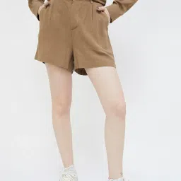 Ginger by Lifestyle Brown High Rise Shorts image 1