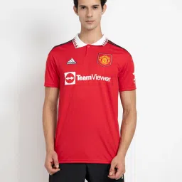 adidas Dark Red Regular Fit Polo Neck MUFC Home Jersey image 1