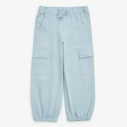 HOP Kids by Westside Dusty Blue Cargo-Style Mid-Rise Cotton Joggers-picture-26