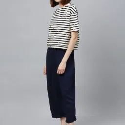 Chemistry Cream & Navy Striped T-Shirt With Pyjama Set image 3