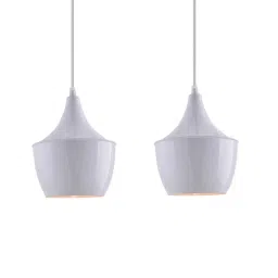 Homesake Pear Shade White Metal Vintage Pendant Light - Set of 2 (Bulb not included) image 1