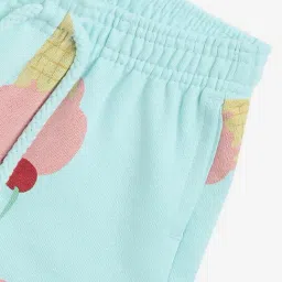 HOP Kids by Westside Aqua Ice-Cream Prints High-Rise Cotton Shorts image 3