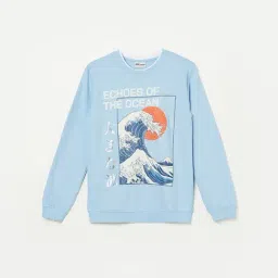 Fame Forever By Lifestyle Sky Blue Cotton Regular Fit Printed Sweatshirt-picture-20