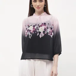 MADAME Black & Lavender Floral Print Top image 1