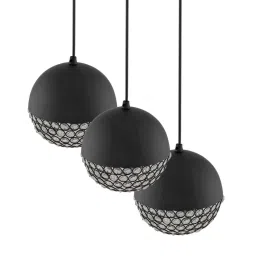 Homesake 3-Lights Round Cluster Black Metal Crystal Globe Pendant Light - Set of 1 image 2