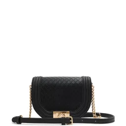 Aldo Saddlebae Black Synthetic Textured Sling Handbag image 1