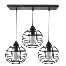 Homesake 3-Lights Linear Cluster Black Metal Classic Sphere Pendant Light (Bulb not included) image 2