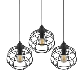 Homesake 3-Lights Linear Cluster Black Metal Classic Sphere Pendant Light (Bulb not included) image 3