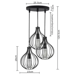 Homesake 3-Lights Round Cluster Black Metal Crown Pendant Light - Set of 1 (Bulb not included) image 5
