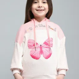 Monte Carlo Girls Printed Pink Hooded Neck Full Sleeve Hoodie image 1