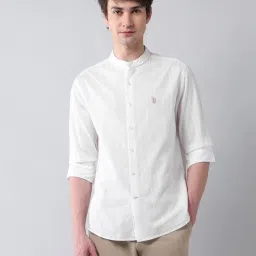 U.S. Polo Assn. Denim Co. White Cotton Regular Fit Striped Shirt image 1