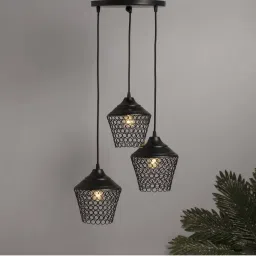 Homesake 3-Lights Round Cluster Black Metal Lantern Pendant Light - Set of 1 (Bulb not included) image 1