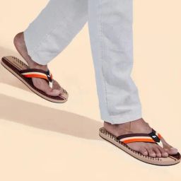 Neemans Men's Striped Fusion Brown Flip Flops-picture-20
