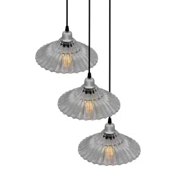 Homesake 3-Lights Round Cluster Black & White Metal Ribbed Glass Pendant Light  (Bulb not included) image 3