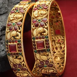Panash Gold Plated 24 CT Handcrafted Antique Set of 2 Bangles image 1