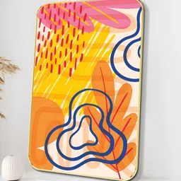 Livin'luxe Yellow & Pink Abstract Printed Wooden Wall Art-picture-25