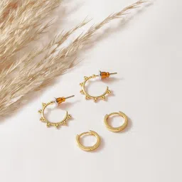 Accessorize London Real Gold-Plated Z Beaded Hoop Earrings - Set of 2 image 1