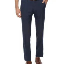 Van Heusen Navy Slim Fit Flat Front Trousers image 1