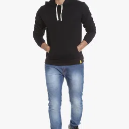 Campus Sutra Black Full Sleeves Hooded Sweatshirt image 5