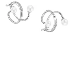 EL REGALO Artificial Stones And Beaded Studded Spherical Shaped Ear Cuffs image 3