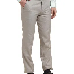 Turtle Grey Slim Fit Dobby Trousers image 1