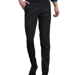 Turtle Charcoal Rayon Ultra Slim Fit Dobby Trousers image 1
