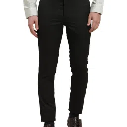 Turtle Black Ultra Slim Fit Chequered Trousers image 1