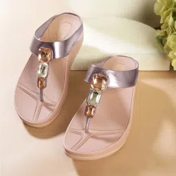 Truffle Collection Women's Pink T-Strap Wedges image 1