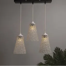 Homesake 3-Lights Linear Cluster White Metal Crystal Cone Pendant Light - Set of 1 image 1