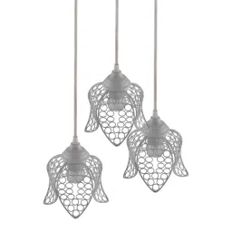 Homesake 3-Lights Round Cluster White Metal Lotus Pendant Light - Set of 1 (Bulb not included) image 4