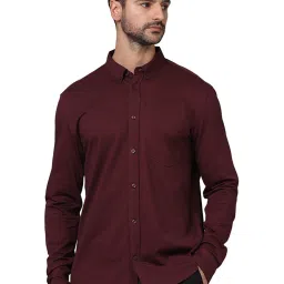 celio celio* Burgundy Regular Fit Cotton Shirt image 1