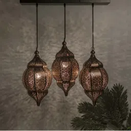 Homesake 3-Lights Linear Cluster Brown Metal Classic Moroccan Orb Pendant Light - Set of 1 image 1