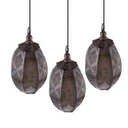 Homesake 3-Lights Linear Cluster Brown Metal Antique Moroccan Pendant Light - Set of 1 image 3