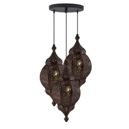Homesake 3-Lights Round Cluster Brown Metal Classic Moroccan Orb Pendant Light - Set of 1 image 2