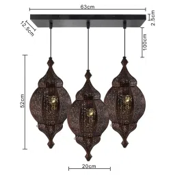 Homesake 3-Lights Linear Cluster Brown Metal Classic Moroccan Orb Pendant Light - Set of 1 image 4