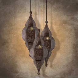 Homesake 3-Lights Round Cluster Brown Metal Classic Moroccan Nargis Pendant Light - Set of 1 image 1