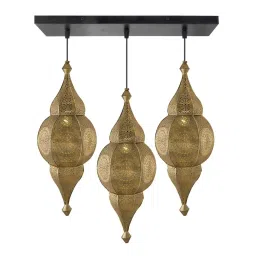 Homesake 3-Lights Linear Cluster Golden Metal Classic Moroccan Nargis Pendant Light - Set of 1 image 2